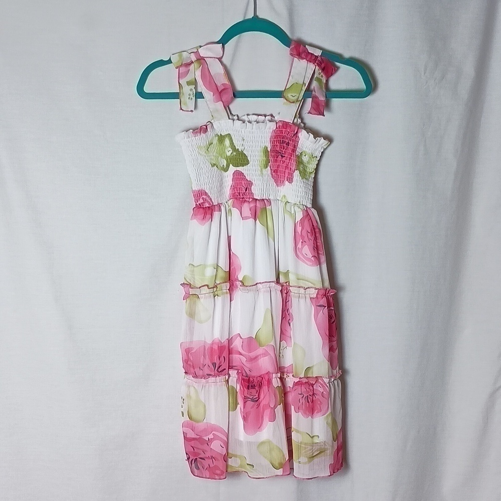 Blueber boulevard Smocked 3 Tier Floral Summer Dress Girls Size 12